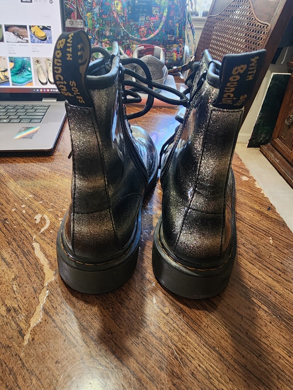 Doc Martens Black And Sliver Boots - Picture 4 of 6